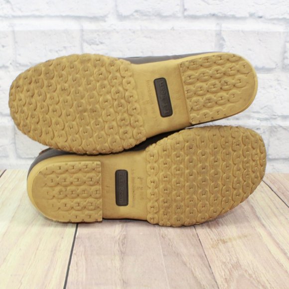 LL BEAN 8" Unlined Brown Leather Duck Bean Boots Size 8 Wide - Picture 9 of 10